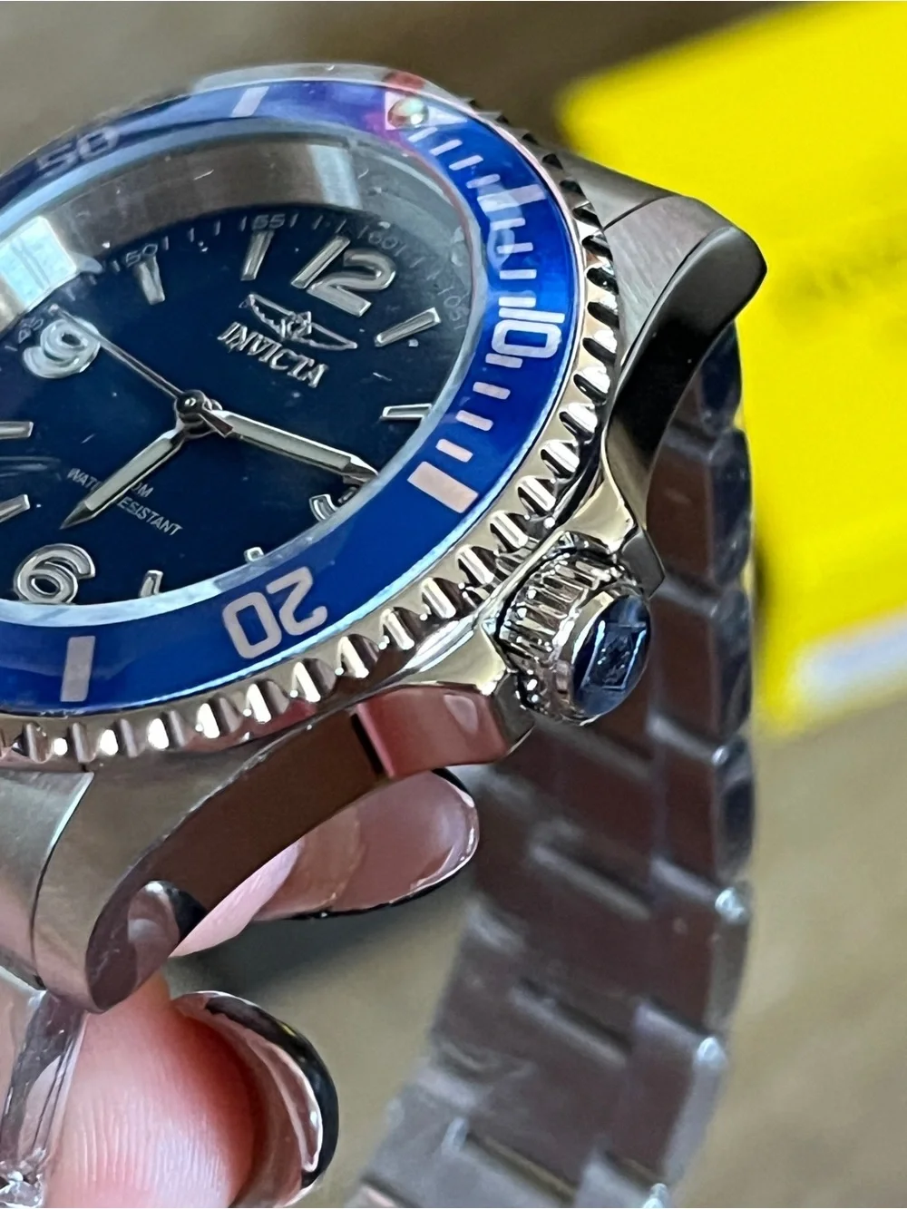 Invicta Men's Silver Watch with Blue Dial